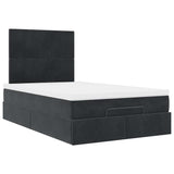 Cadre de lit ottoman avec matelas noir 120x200 cm velours