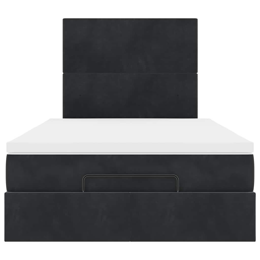 Cadre de lit ottoman avec matelas noir 120x200 cm velours