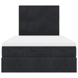 Cadre de lit ottoman avec matelas noir 120x200 cm velours