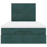 Cadre de lit ottoman avec matelas vert foncé 120x200 cm velours