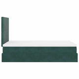 Cadre de lit ottoman avec matelas vert foncé 120x200 cm velours