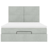 Cadre de lit ottoman et matelas gris clair 140x190 velours