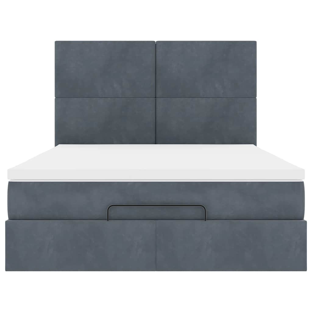 Cadre de lit ottoman avec matelas gris foncé 140x190 cm velours