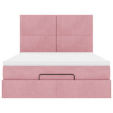 Cadre de lit ottoman avec matelas rose 140x190 cm velours