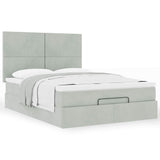 Cadre de lit ottoman avec matelas gris clair 140x200 cm velours