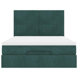 Cadre de lit ottoman avec matelas vert foncé 140x200 cm velours