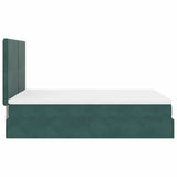 Cadre de lit ottoman avec matelas vert foncé 140x200 cm velours