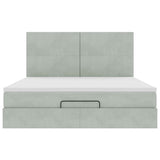 Cadre de lit ottoman et matelas gris clair 160x200cm velours