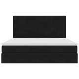 Cadre de lit ottoman avec matelas noir 160x200 cm velours