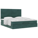 Cadre de lit ottoman avec matelas vert foncé 160x200 cm velours