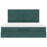 Cadre de lit ottoman avec matelas vert foncé 160x200 cm velours