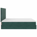 Cadre de lit ottoman avec matelas vert foncé 160x200 cm velours