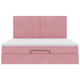 Cadre de lit ottoman avec matelas rose 160x200 cm velours