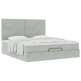 Cadre de lit ottoman et matelas gris clair 180x200cm velours