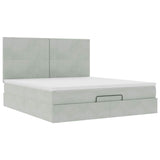 Cadre de lit ottoman avec matelas gris clair 200x200 cm velours