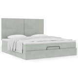 Cadre de lit ottoman avec matelas gris clair 200x200 cm velours