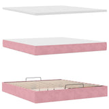 Cadre de lit ottoman avec matelas rose 200x200 cm velours