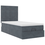 Ottoman bed frame with dark gray mattress 80x200 cm velvet