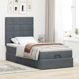 Cadre de lit ottoman avec matelas gris foncé 90x190 cm velours