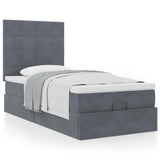 Cadre de lit ottoman avec matelas gris foncé 90x190 cm velours