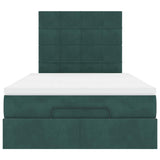 Cadre de lit ottoman avec matelas vert foncé 120x200 cm velours