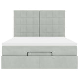 Cadre de lit ottoman et matelas gris clair 140x190 velours