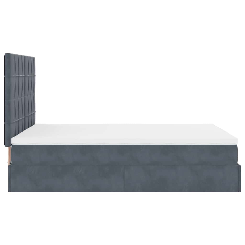 Cadre de lit ottoman avec matelas gris foncé 140x190 cm velours