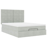 Cadre de lit ottoman avec matelas gris clair 140x200 cm velours