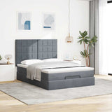 Cadre de lit ottoman avec matelas gris foncé 140x200 cm velours