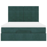 Cadre de lit ottoman avec matelas vert foncé 140x200 cm velours