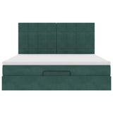 Cadre de lit ottoman avec matelas vert foncé 160x200 cm velours