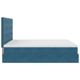 Cadre de lit ottoman avec matelas bleu foncé 160x200 cm velours