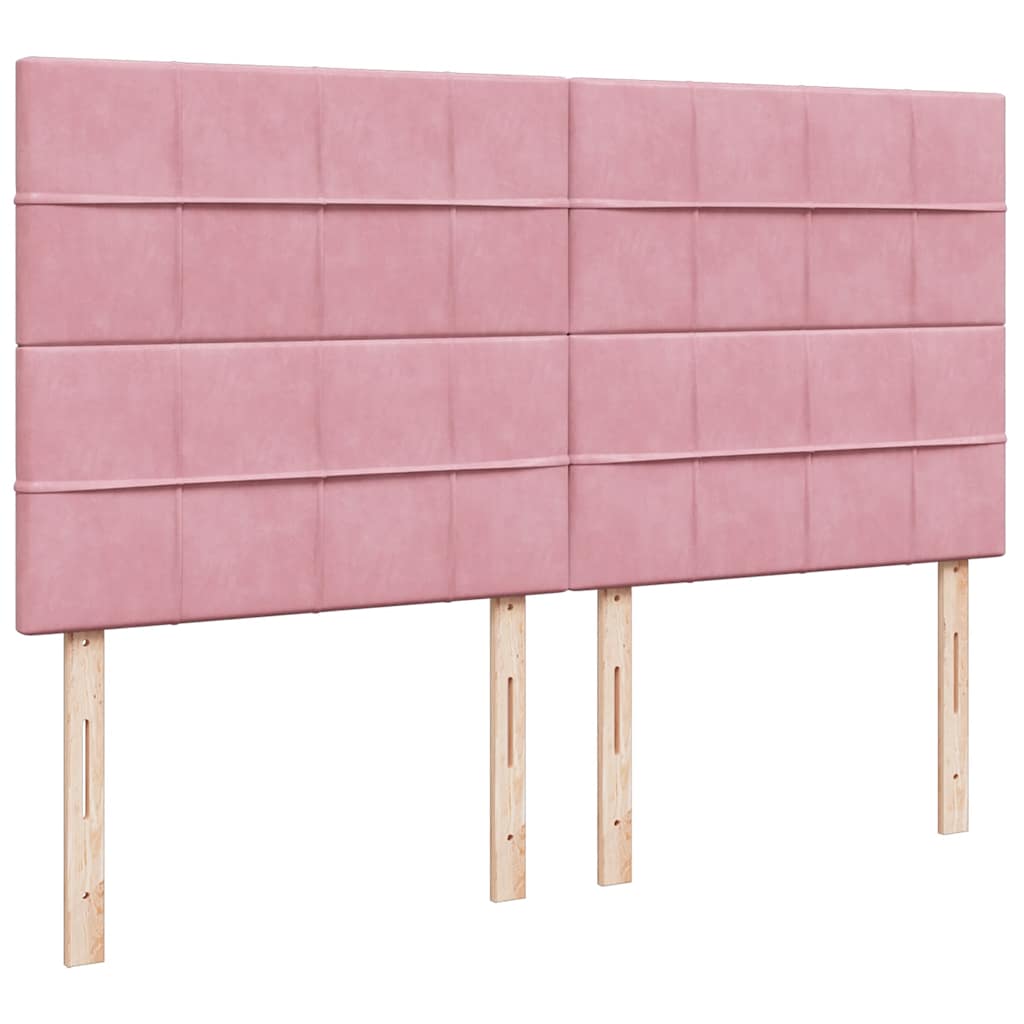 Cadre de lit ottoman avec matelas rose 160x200 cm velours