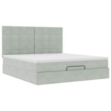 Cadre de lit ottoman et matelas gris clair 180x200cm velours