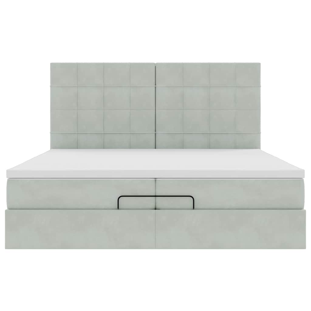 Cadre de lit ottoman avec matelas gris clair 200x200 cm velours