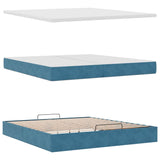 Cadre de lit ottoman avec matelas bleu foncé 200x200 cm velours