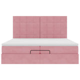 Cadre de lit ottoman avec matelas rose 200x200 cm velours