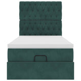 Cadre de lit ottoman avec matelas vert foncé 100x200 cm velours