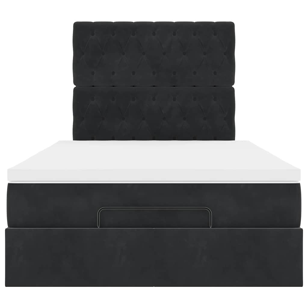 Cadre de lit ottoman avec matelas noir 120x200 cm velours