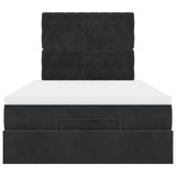 Cadre de lit ottoman avec matelas noir 120x200 cm velours