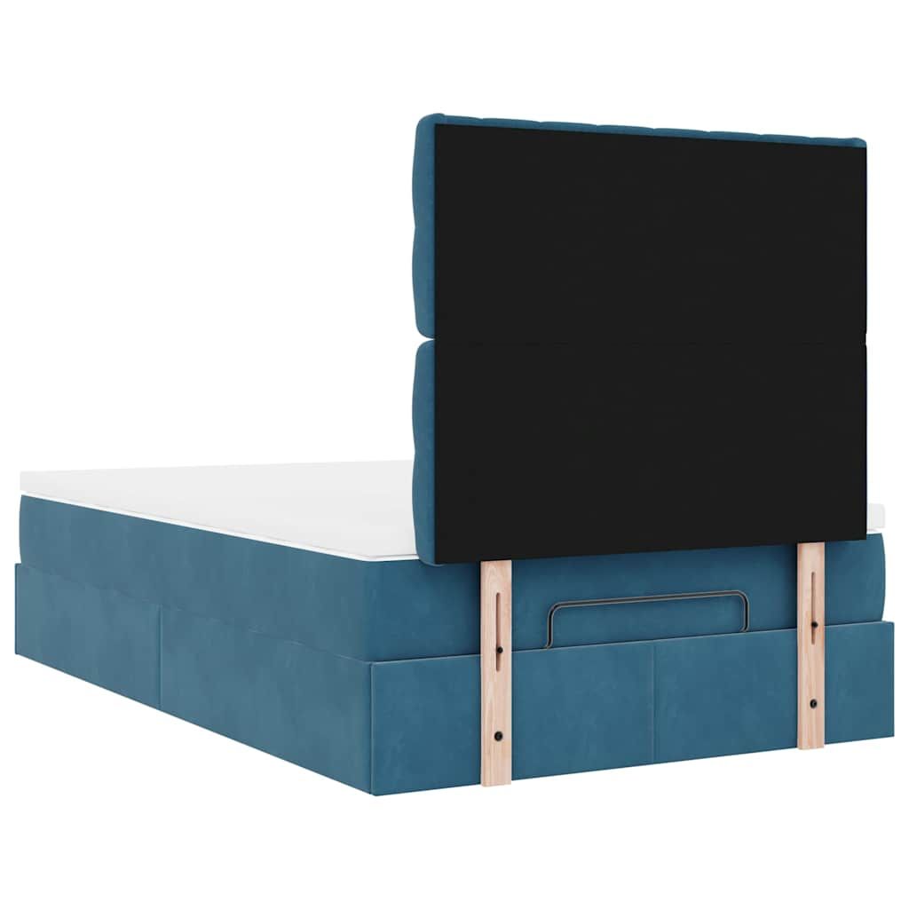 Cadre de lit ottoman avec matelas bleu foncé 120x200 cm velours