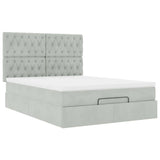 Cadre de lit ottoman et matelas gris clair 140x190 velours