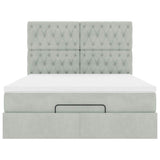 Cadre de lit ottoman et matelas gris clair 140x190 velours