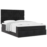 Cadre de lit ottoman avec matelas noir 140x190 cm velours