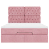 Cadre de lit ottoman avec matelas rose 140x190 cm velours