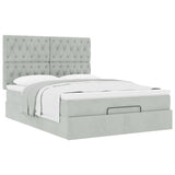 Cadre de lit ottoman avec matelas gris clair 140x200 cm velours