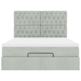 Cadre de lit ottoman avec matelas gris clair 140x200 cm velours