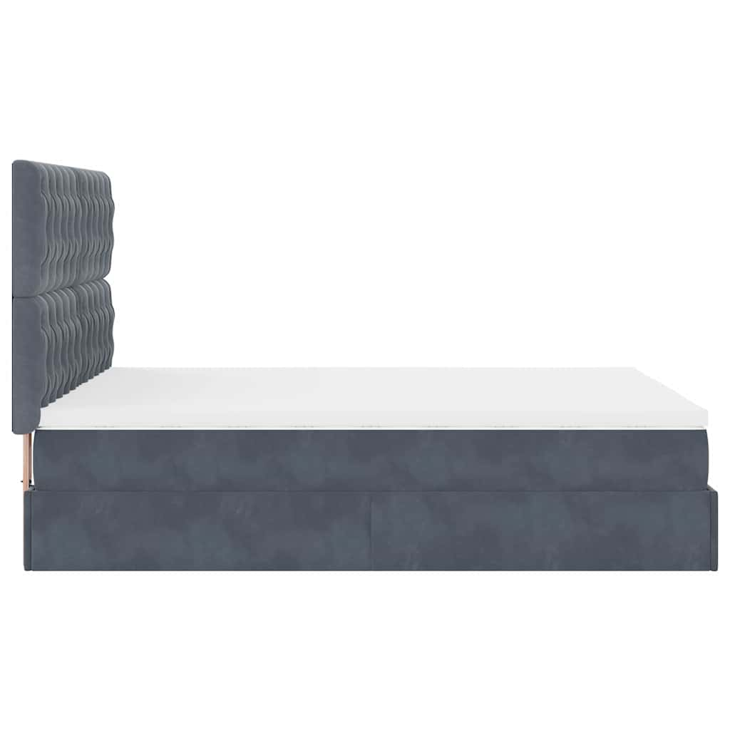 Cadre de lit ottoman avec matelas gris foncé 140x200 cm velours