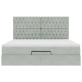 Cadre de lit ottoman et matelas gris clair 160x200cm velours