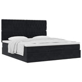 Cadre de lit ottoman avec matelas noir 160x200 cm velours